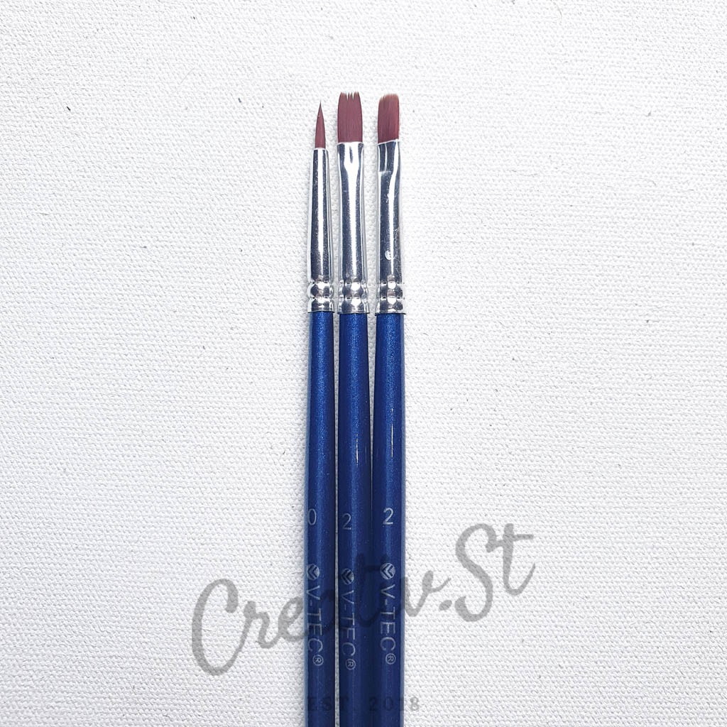 V-TEC Vtec Kuas Lukis Set A0292 Paint Artist Brush Flat Filbert Round