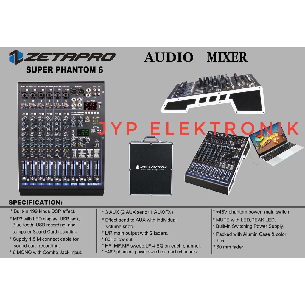 MIXER AUDIO ZETAPRO SUPER PHANTOM 6 ORIGINAL 6 CHANNEL