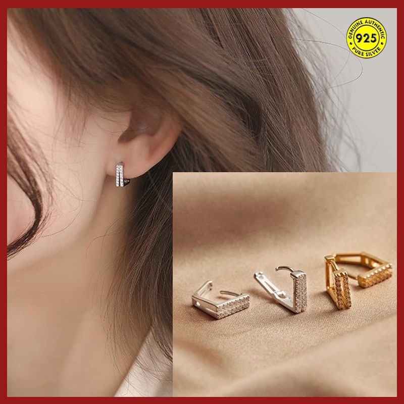 Anting Tusuk Bentuk Kotak Model Hollow Out Untuk Wanita