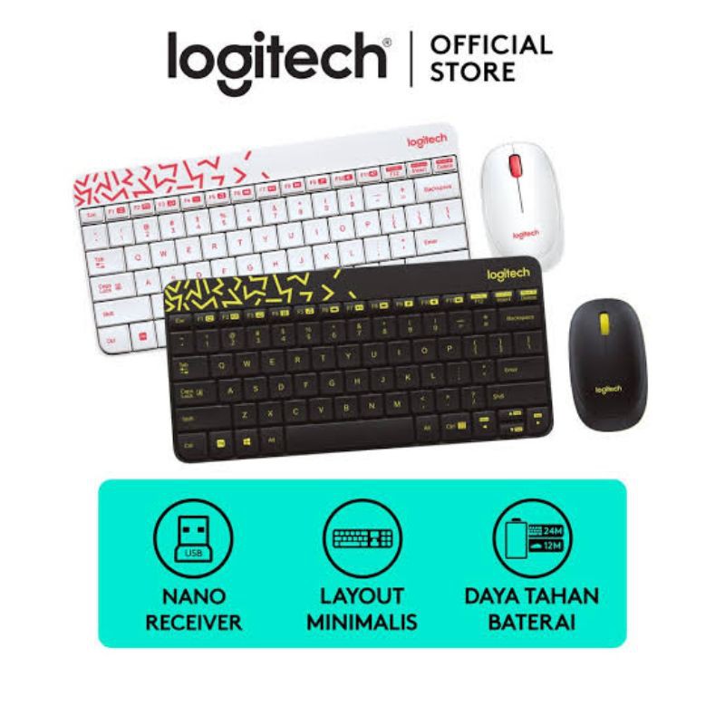 Keyboard &amp; Mouse wireless Logitech MK240 nano receiver 100% ORIGINAL - KUNING