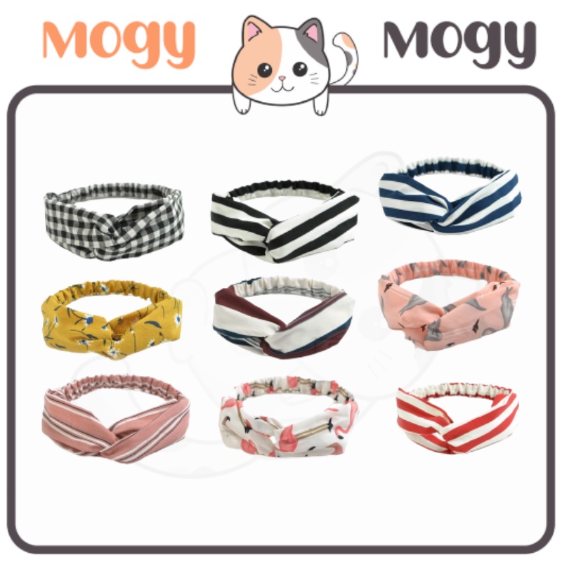 MOGYMOGY  Bando Motif Wanita Korea Headband Bandana Simpul Cewek Fashion