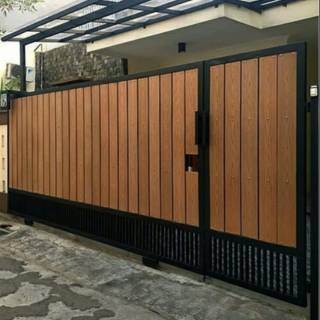  Pintu  dorong  kombinasi GRC serat kayu pagar besi  pintu  