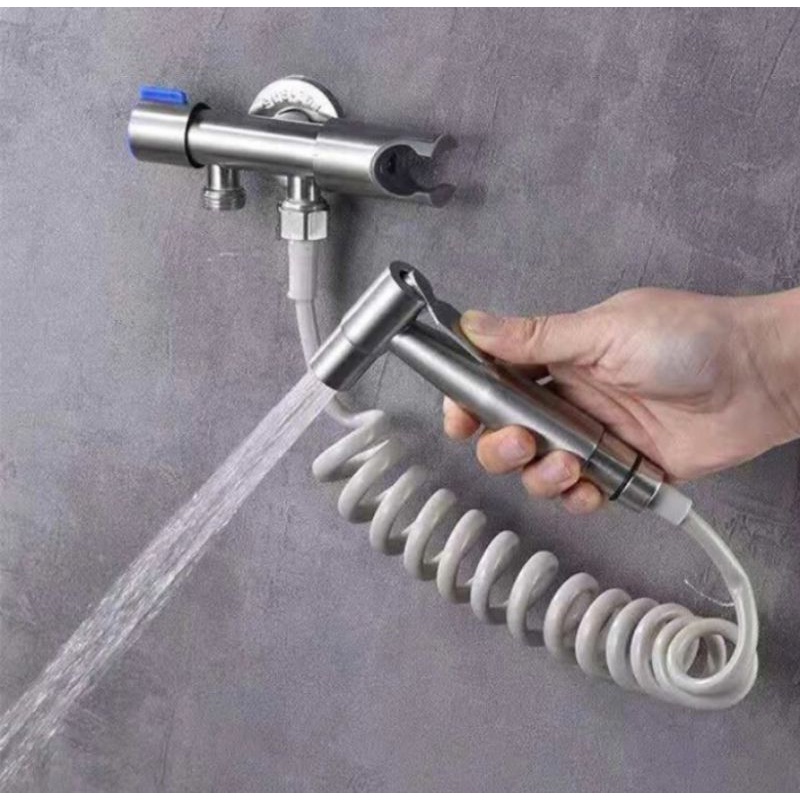 Selang Shower 2 Meter Fleksibel Toilet Kamar Mandi Tahan Air Panas Dan Dingin Bidet Spiral Spring Hose