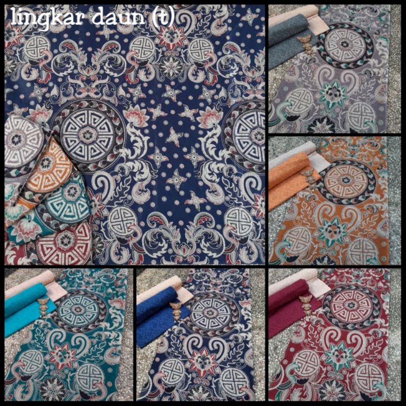 Kain Batik Printing Modern Motif Lingkar Daun Kain Meteran Bahan Baju Batik Pekalongan Seragam Bride