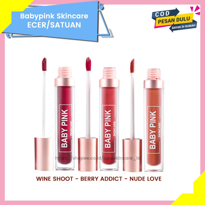 Baby Lip Wine Shoot &amp; Berry Addict &amp; Nude Love Lipstik Baby Pink Skincare Aman Halal Original BPOM