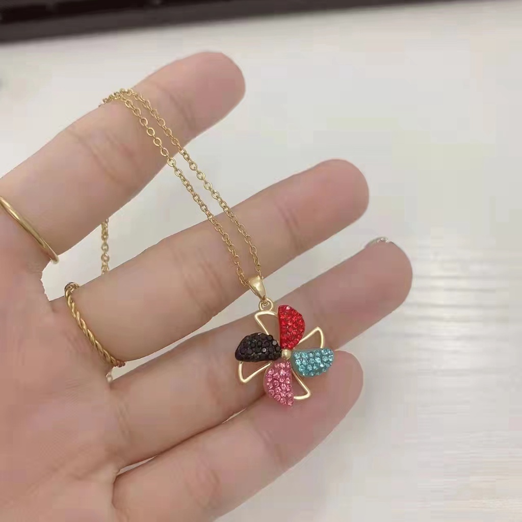 Kalung Angin Titanium Permata Warna Warni Perhiasan Fashion