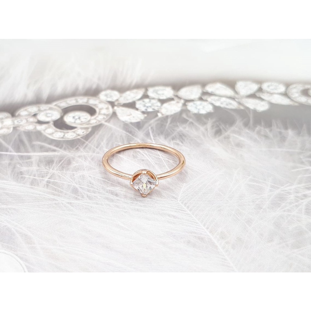 Cincin Emas Xuping Asli Mata Zircon Body Tipis Elegan Perhiasan Xuping Lapis Emas Asli (COD)