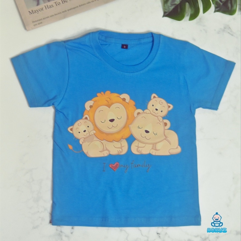 Kaos T-Shirt Baju Anak Laki Laki Perempuan Unisex Family Shirt Model Lion Family