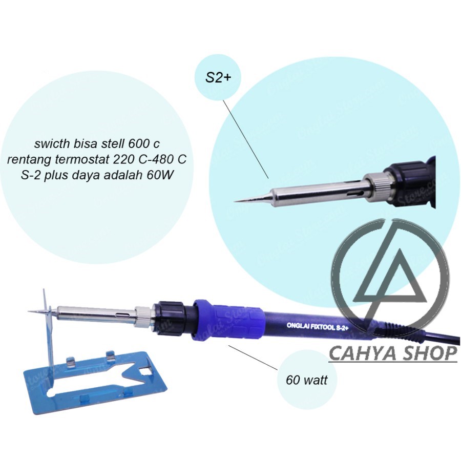 Solder Listrik 60W Bisa Atur Suhu Adjustable 220V ONGLAI FIXTOOL S-2+ Original