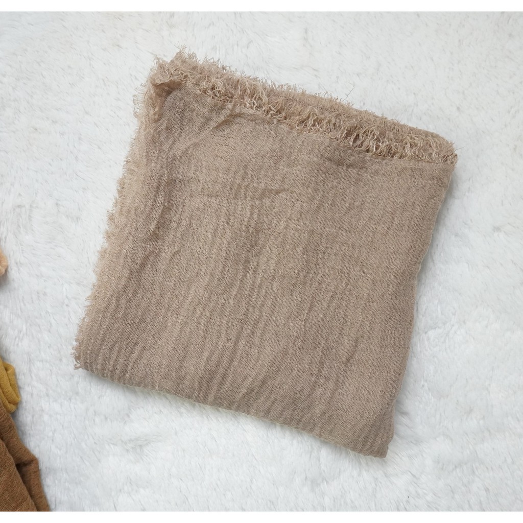 PASMINA CRINKLE MURAH SHAWL / HIJAB PASHMINA CRINKLE RAWIS KUSUT NEGRO SHAWL CRINCLE CRINCKLE IMPORT-F9-DUSTY BROWN