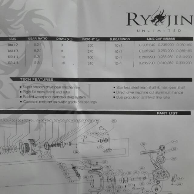 Reel ryojin unlimited 3000sw 5000sw