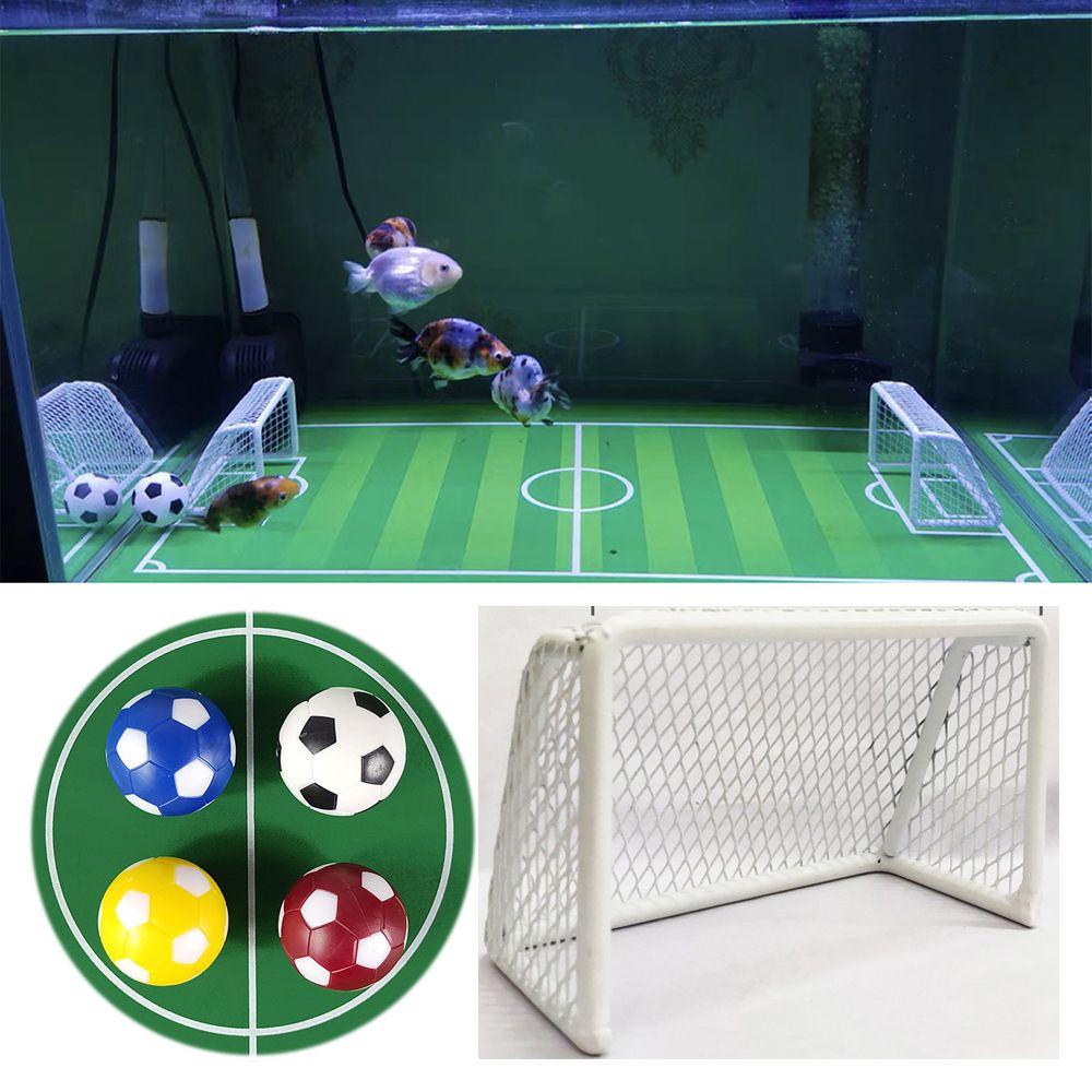 Solighter Fish Tank Landscaping Tahan Aus Frame Mainan Football Goal Bola Tenggelam Meja Sepak Bola