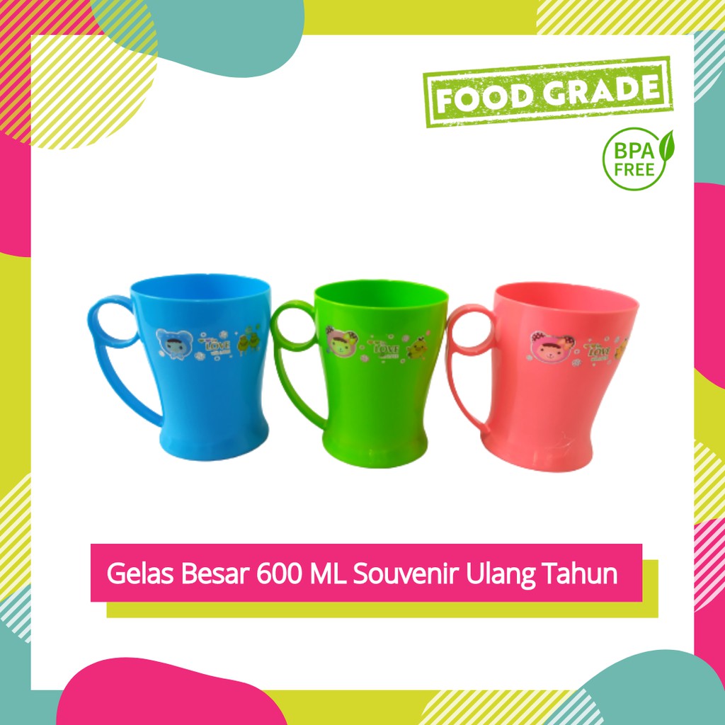 Gelas Besar 600 ML - Hommy Bravo / Souvenir Ulang Tahun / Souvenir Pernikahan