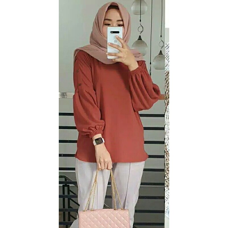 Atasan blouse balon terlaris bahan itycrepe