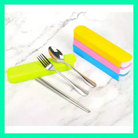 Alat Makan / Sendok / Garpu Set 3in1 Stainless Steel