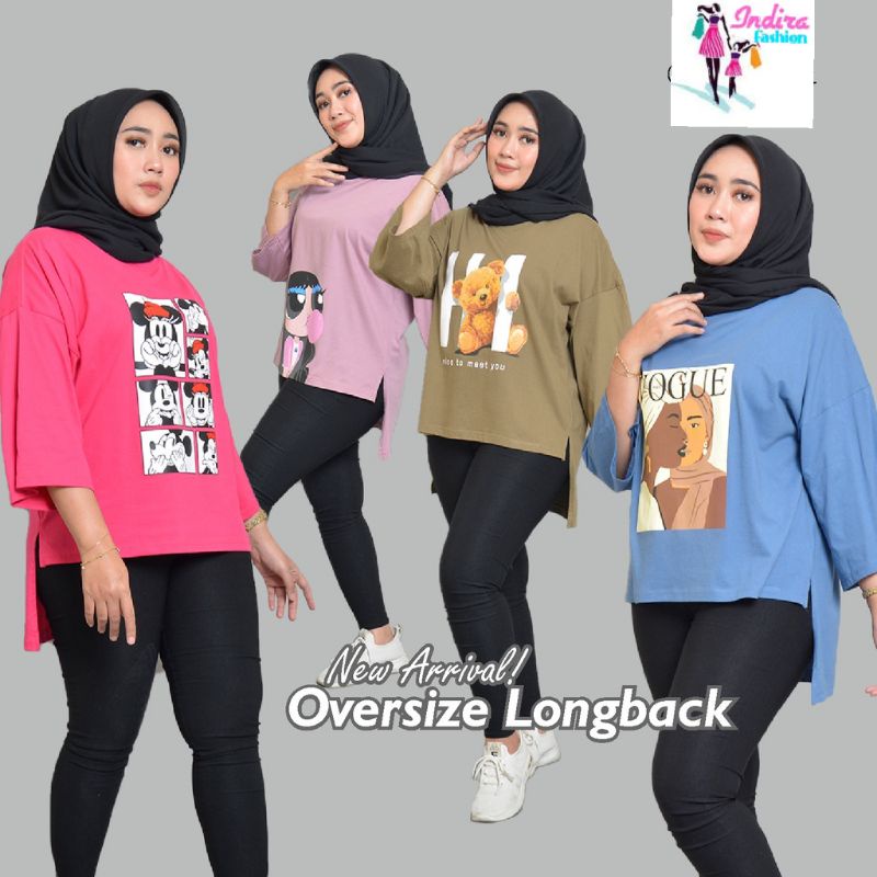 Atasan Kaos Motif Oversized Longback/Kaos Jumbo Pinguin