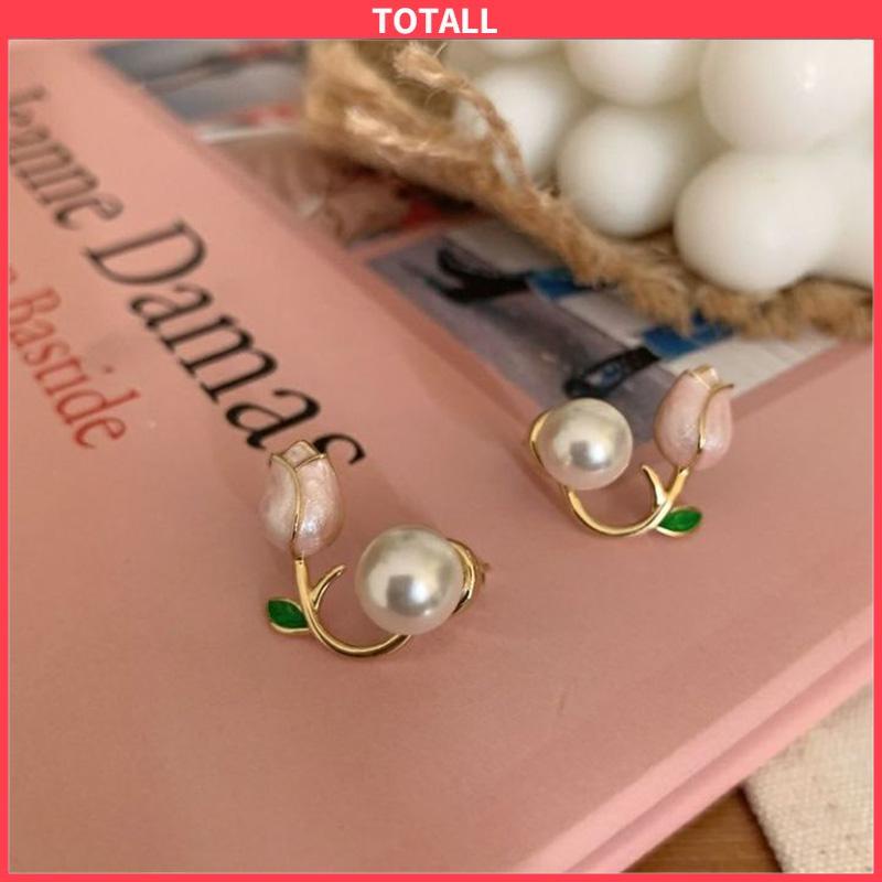 COD Hiasan Mutiara Imitasi Bunga Tulip Temperamen Anting Modis Manis-Totall