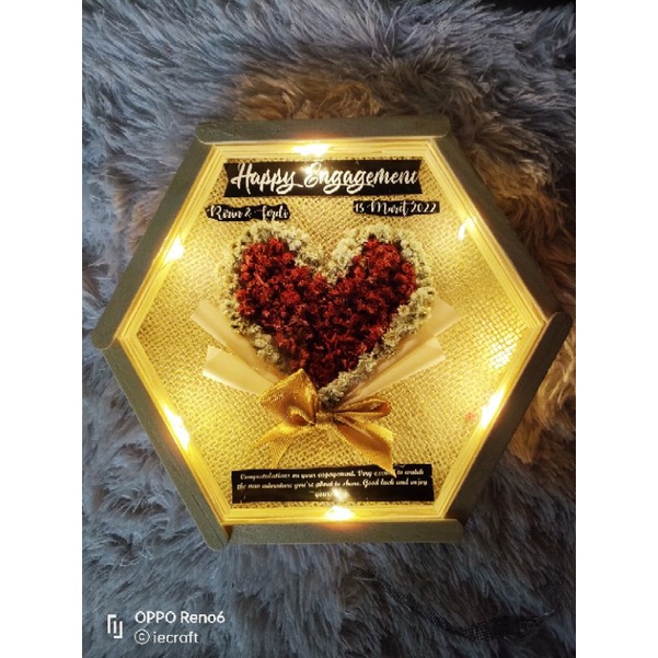 1 HARI JADI Hexa Frame Flower Frame Love in Frame Kado pernikahan kado ulangtahun kado wisuda Kado ultah Kado unik