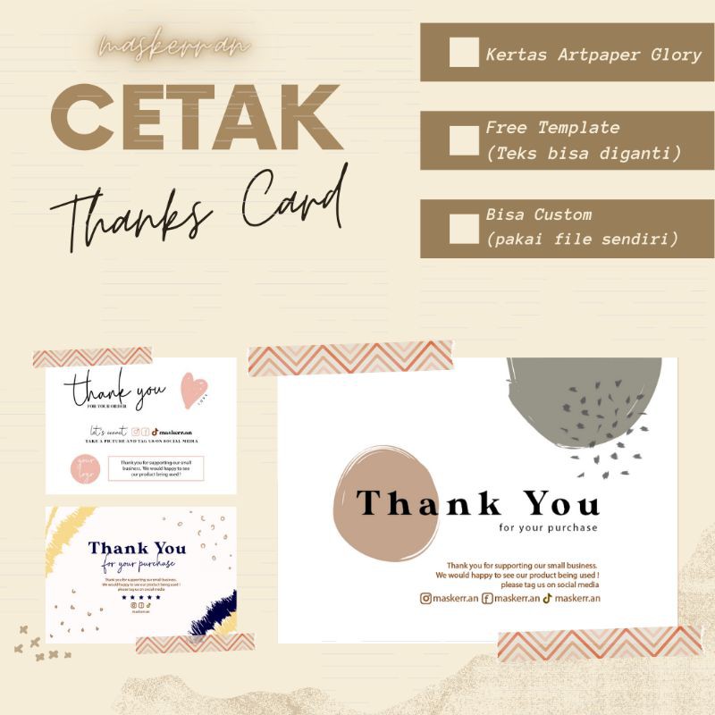 

[maskerr.an] Jasa Cetak Thanks Card Thank You Card untuk Olshop dan Small Business Gratis Design