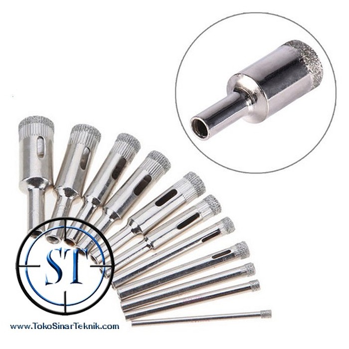 Diamond Hole Saw Mata Bor Lubang Berlian Kaca Marmer Set isi 10 Pcs 3mm-18mm