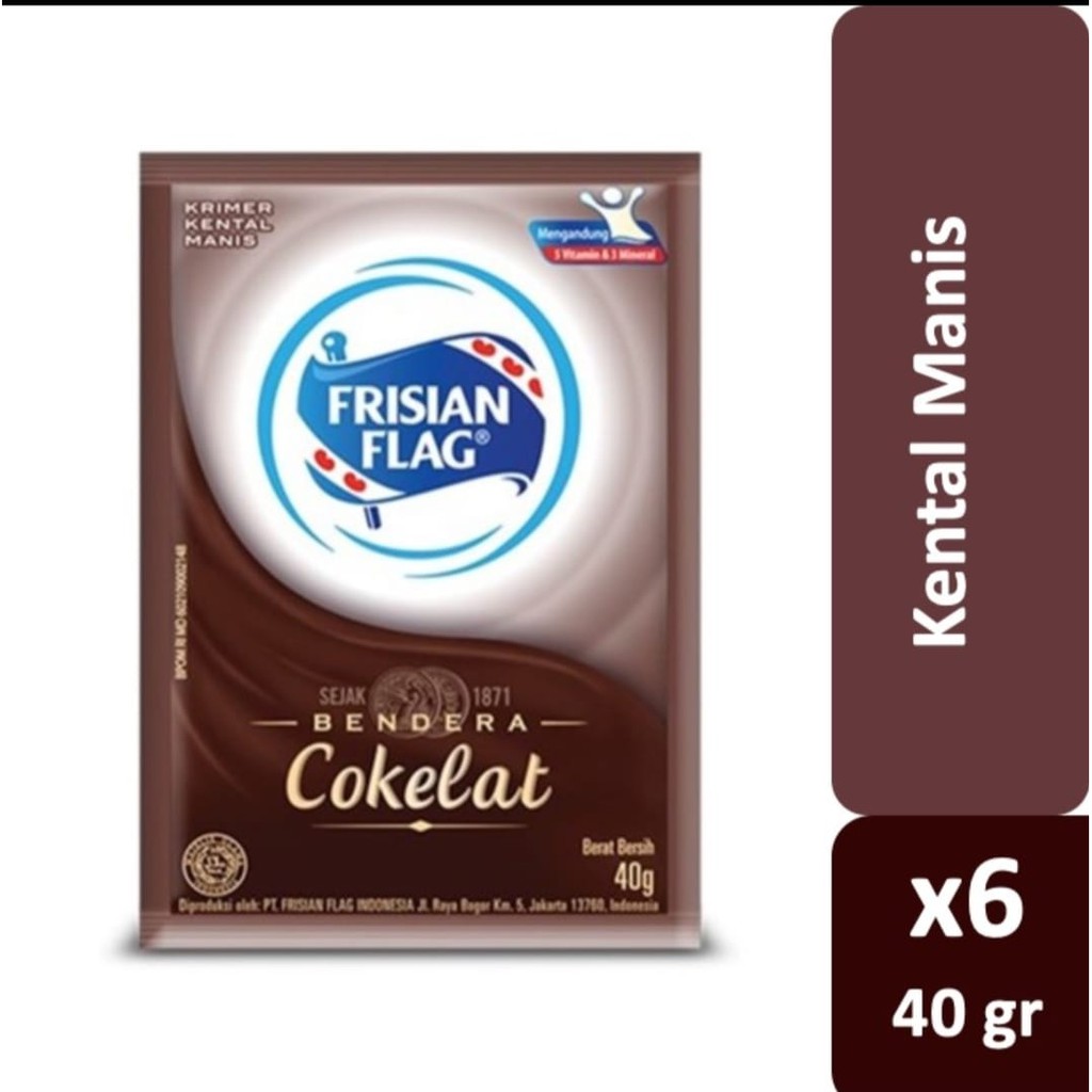 

Susu Kental Manis Frisian Flag Cokelat ( 40gram x 6 Sachet ) Susu Bendera Coklat