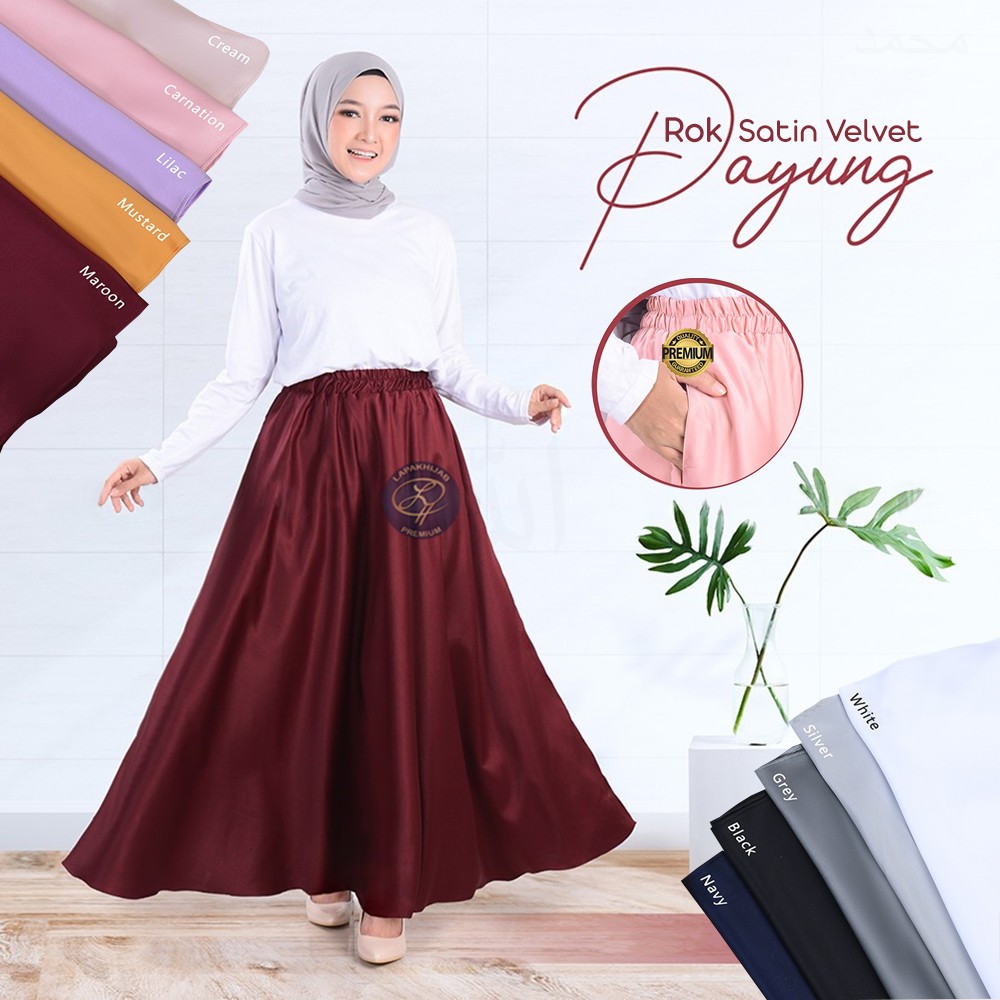 Rok Payung Panjang Jumbo Wanita Murah Terbaru 2021 Ori Bahan Kain Satin Premium Full Pinggang Karet Shopee Indonesia