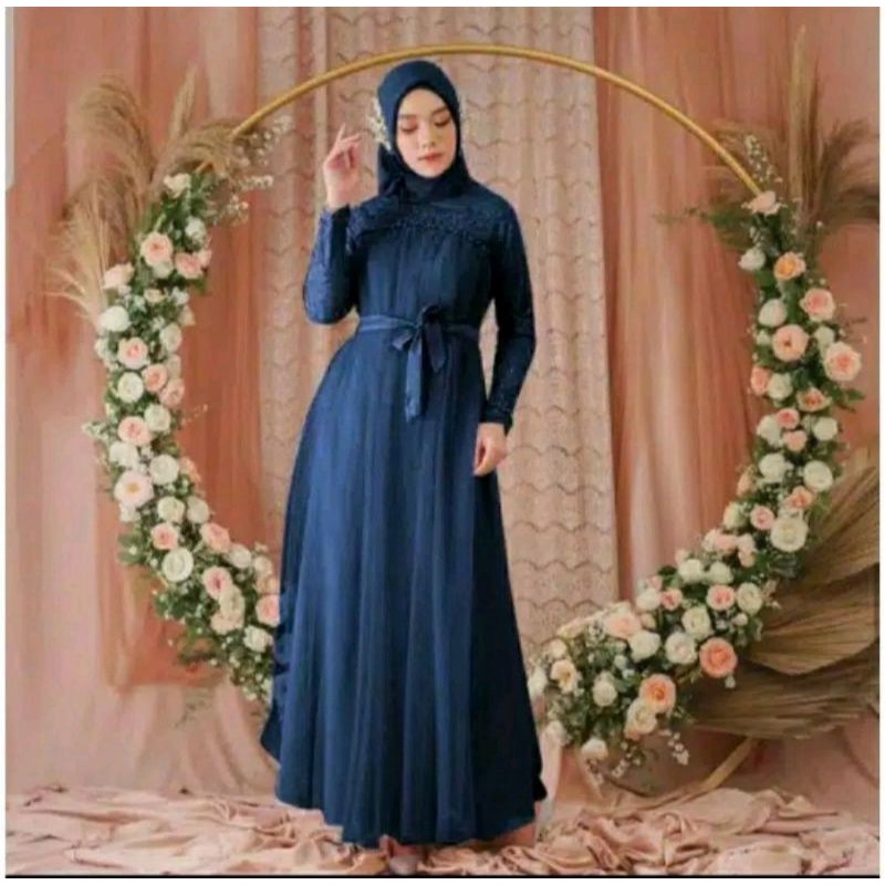 Gamis Pesta  Muslim Wanita Kekinian Size M -  L - XL-  XXL  10 Variasi Warna