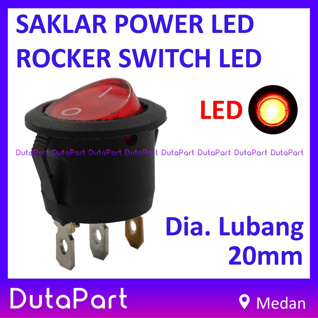 Saklar Power Round Bulat Rocker Switch LAMPU ON OFF Dia.20mm 3 PIN Kaki