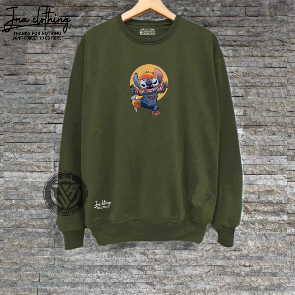 Switter Pria Hijau Army Anime Koala Premium Fleece Tebal Gramasi 280 Adem Lembut CREWNECK Unisex Dewasa Keren Masa kini Kekinian Terpopuler