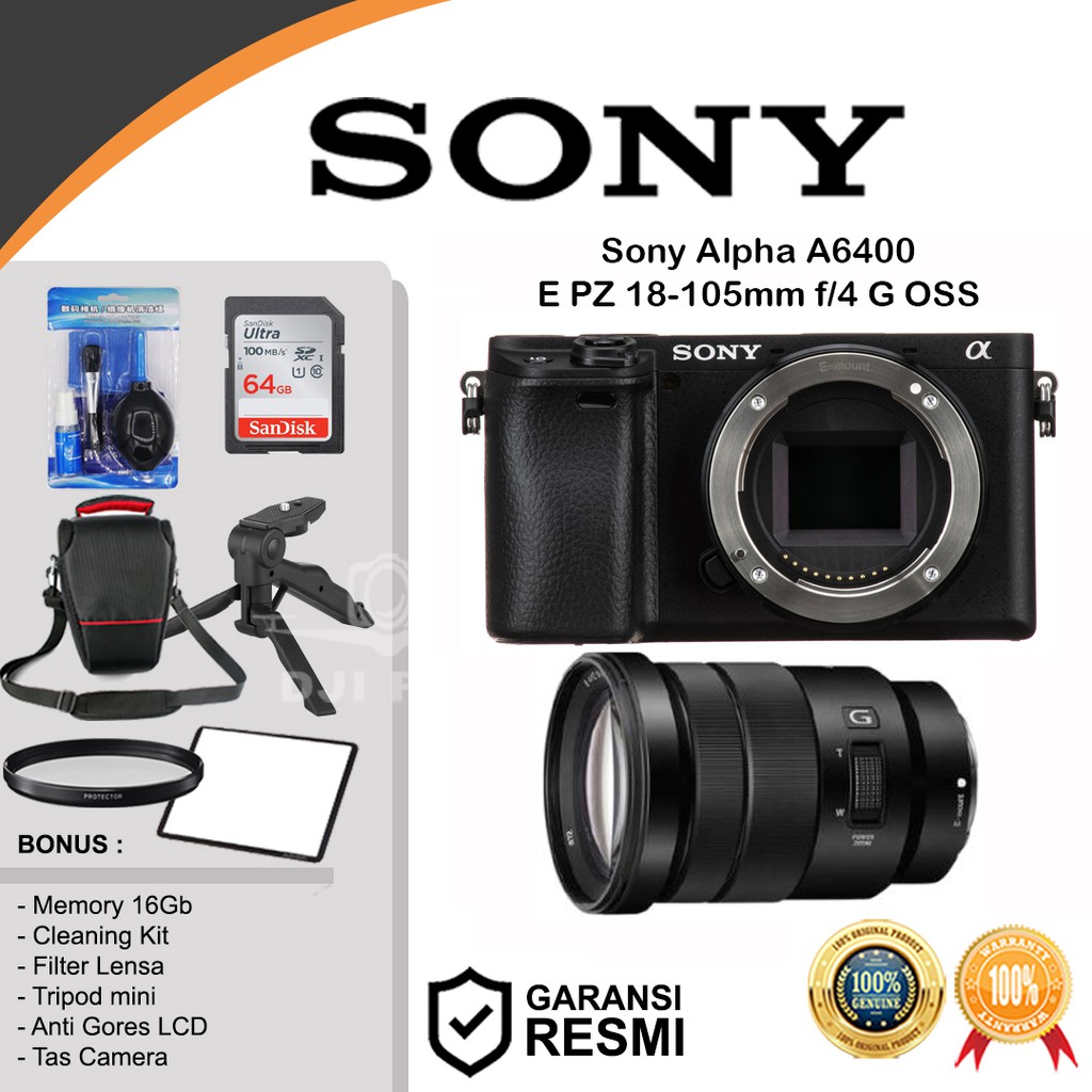 Sony Alpha A6400 Sony E Pz 18 105mm F4 G Oss Lens Mirrorless Camera Shopee Indonesia