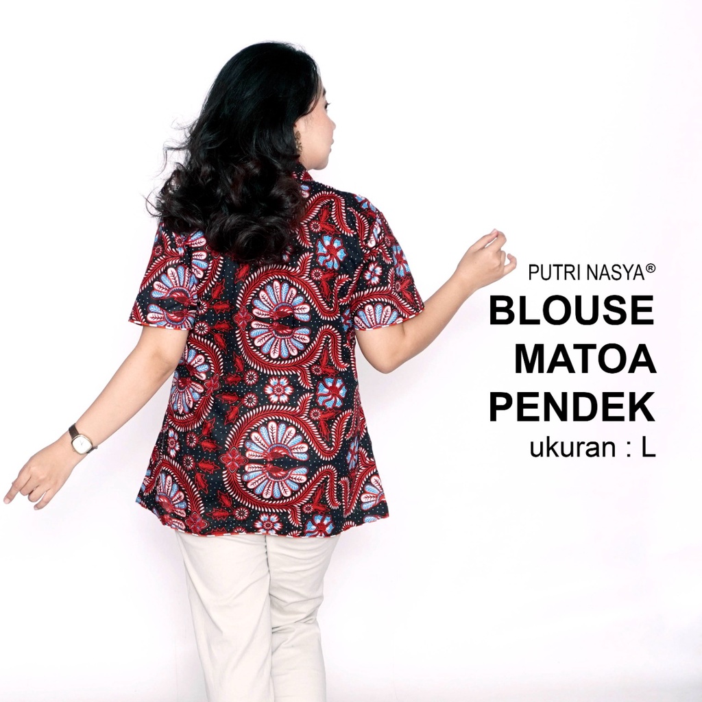 Blouse Big Size Wanita Atasan Batik Lengkap S-M-L-XL-2L-3L-4L-5L-6L-7L Model Blus Jumbo Kerja Batik / Pakaian Batik LD 140 Kekinian / Blus Kantor Kemeja Batik Wanita Model Seragam