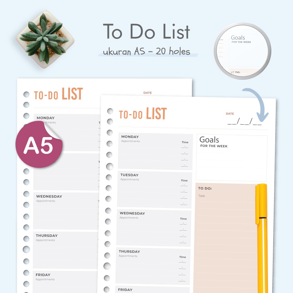 

Kertas Binder A5 To Do List - Loose leaf by Bukuqu