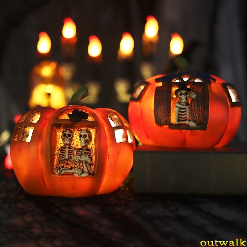 Lampu Meja Bentuk Labu / Tengkorak Untuk Dekorasi Halloween 2021 Ow