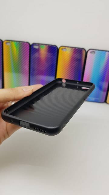 Glass Case Redmi Go 5.0 inchi UME PATTERN Xiaomi Redmi Go Bumper Rainbow Glass Hardcase