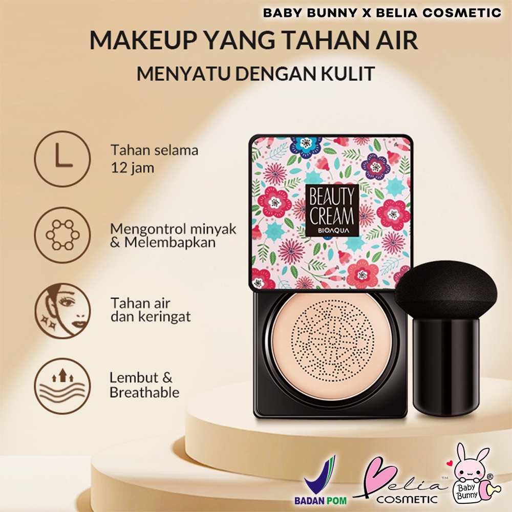 ❤ BELIA ❤ BIOAQUA Beauty Cream Cushion 20g | BB Cushion | Waterproof | Foundation | Make Up | Coverage | Long Lasting | BPOM