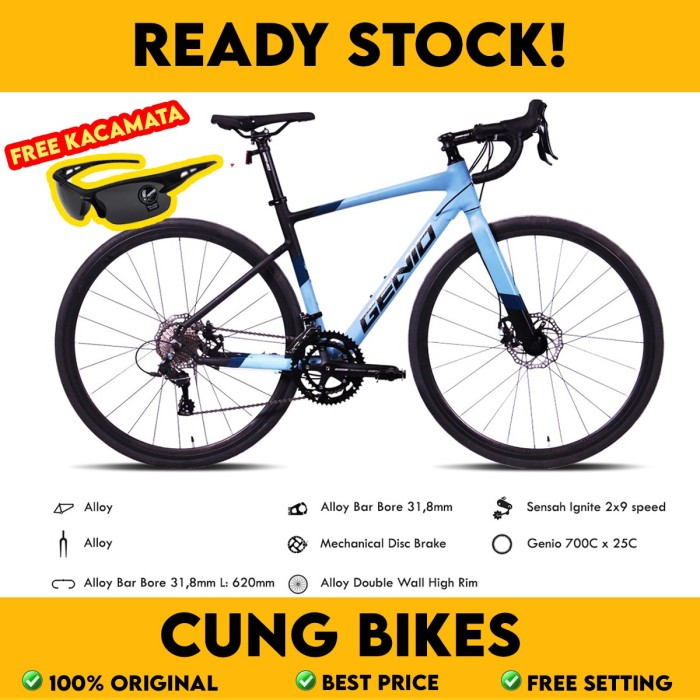 GENIO SEPEDA BALAP ROADBIKE BREAKER 2.0 ROAD BIKE 700 C ALLOY 18 SPEED