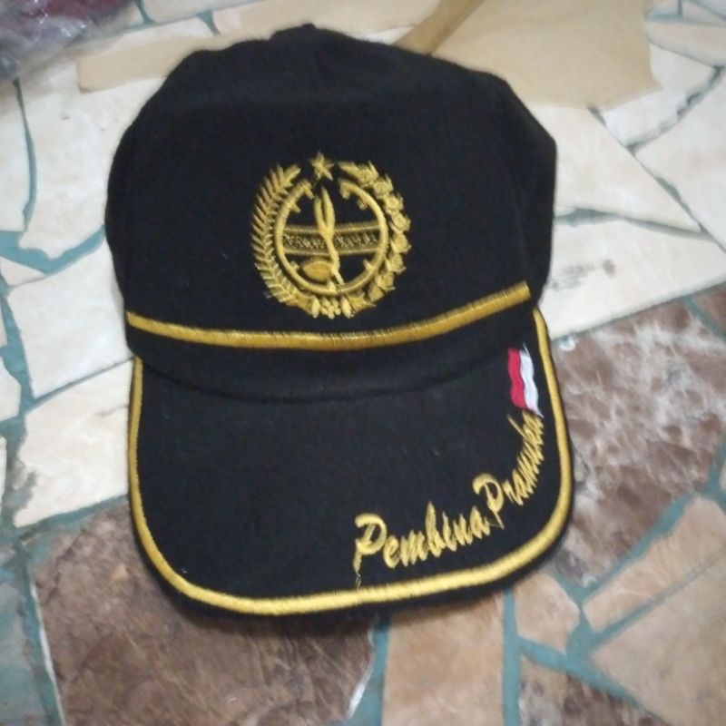 Topi pembina Pramuka laken / jaring bordir