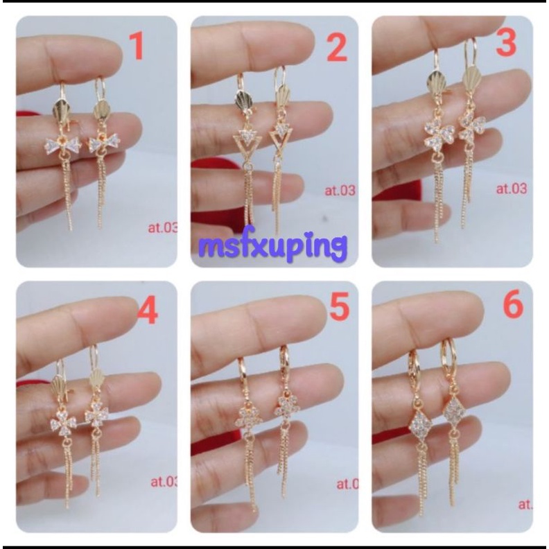 anting Jurai perhiasan aksesoris lapis emas perhiasan aksesoris pengganti emas