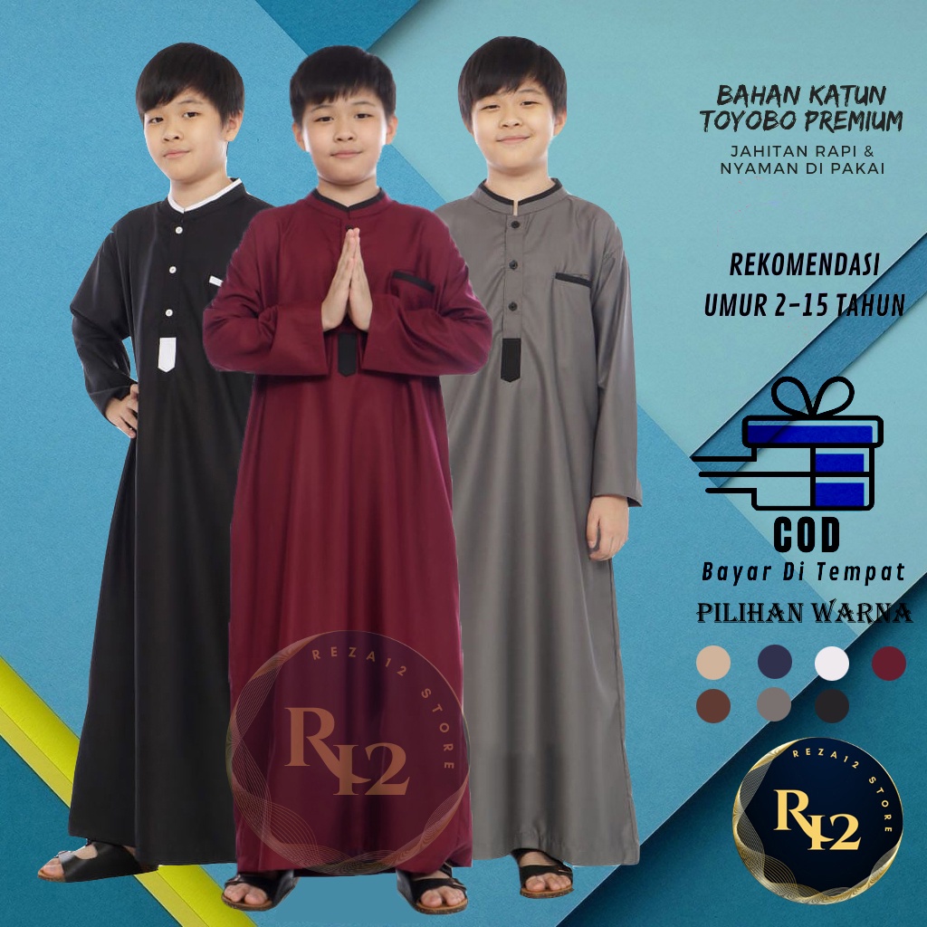 REZA Jubah Anak Laki - Laki Toyobo Premium 2 - 17 Tahun /Jubah Anak Remaja /Gamis Anak Laki -Laki /J