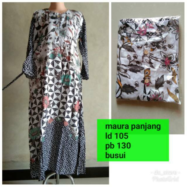 ECER DASTER MAURA MONOKROM LENGAN 3/4 | DASTER MUSLIM PANJANG BUSUI TALI SAMPING | DASTER RAYON BAJU