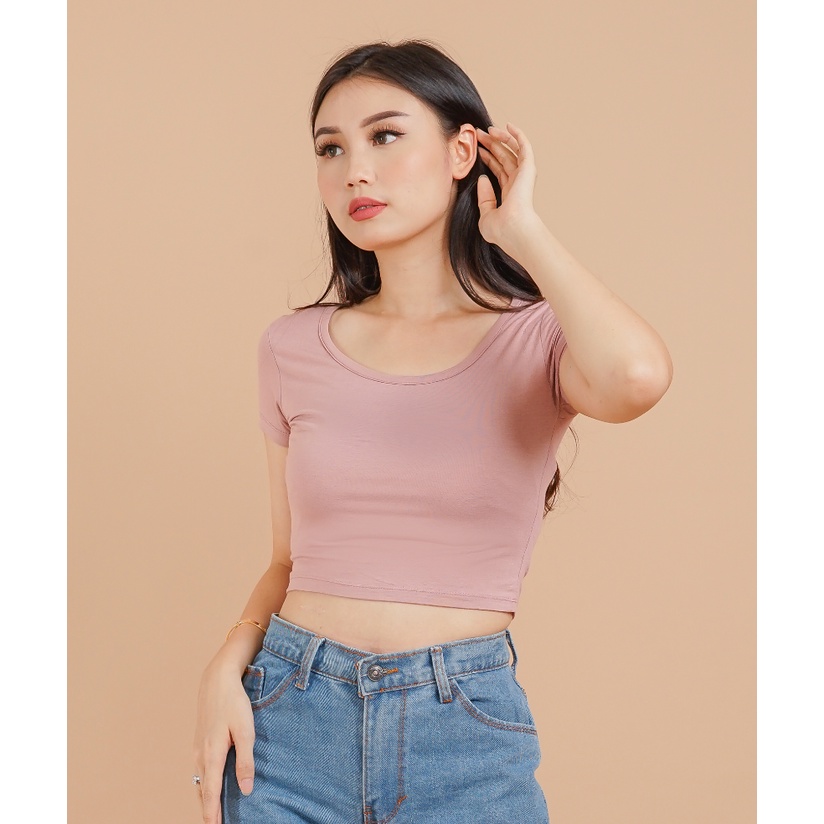 MODAVIE - HANA Korean Sexy Crop Top Kaos Crop Tee Baju Atasan Wanita