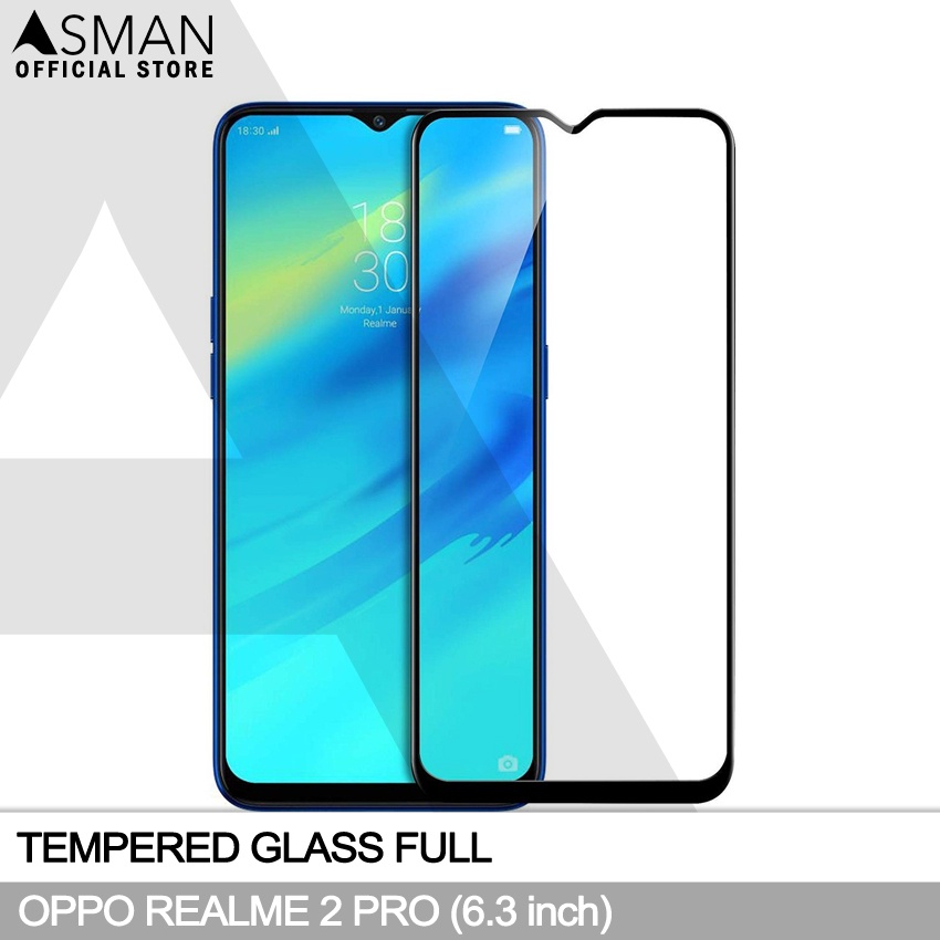 Tempered Glass Full Realme 2 Pro (6.3&quot;) | Anti Gores Kaca - Hitam