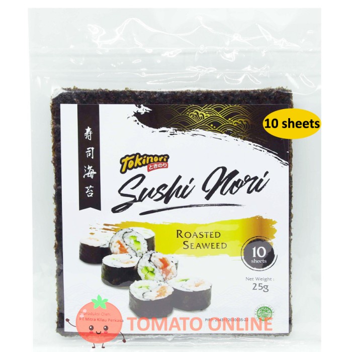 

Instant-Camilan- Tokinori Sushi Nori Roasted Seaweed Rumput Laut Halal 10 Sheet 2,5Gram -Camilan-