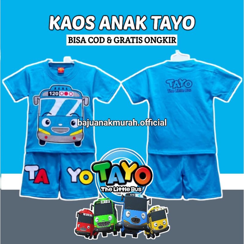 SETELAN TAYO ANAK LAKI LAKI PEREMPUAN BIRU | SETELAN TAYO BAYI ANAK LAKI 2 TAHUN | KAOS TAYO ANAK LA