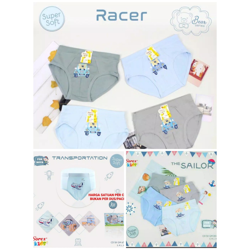 (ABATA) Sorex Kids Celana Dalam Anak Junior Laki-laki/Cowok M L XL - Usia 3 4 5 6 7 8 9 10 11 tahun