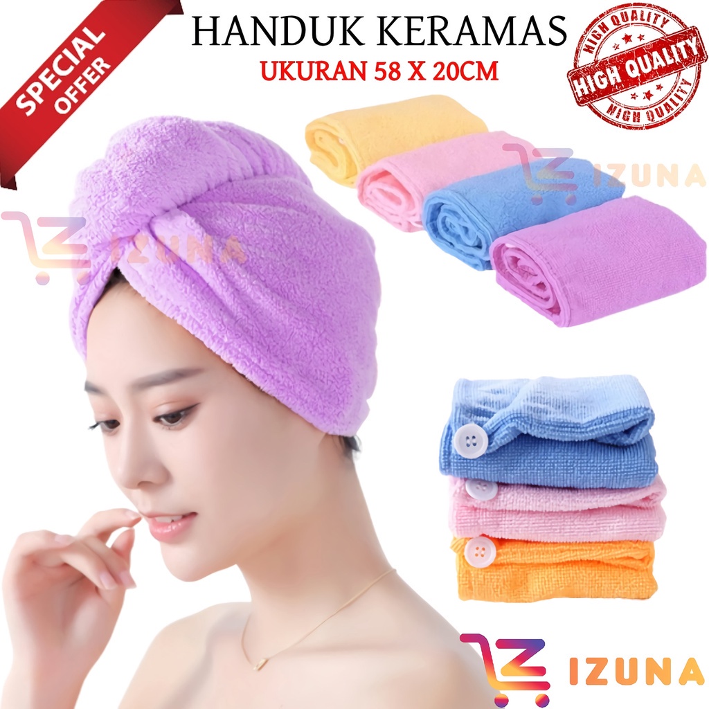 [IZUNA] HANDUK KERAMAS MICROFIBER / HANDUK KEPALA / HANDUK KRAMAS MANDI / HANDUK RAMBUT / HAIR TOWEL