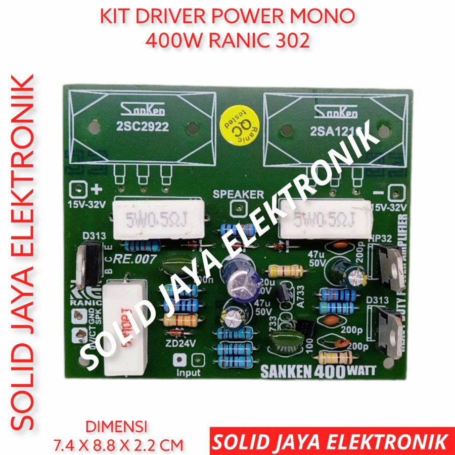 KIT DRIVER MONO POWER 400W RANIC 302 DRIVER POWER SANKEN MONO 400 WATT RANIC KIT TANPA TR FINAL