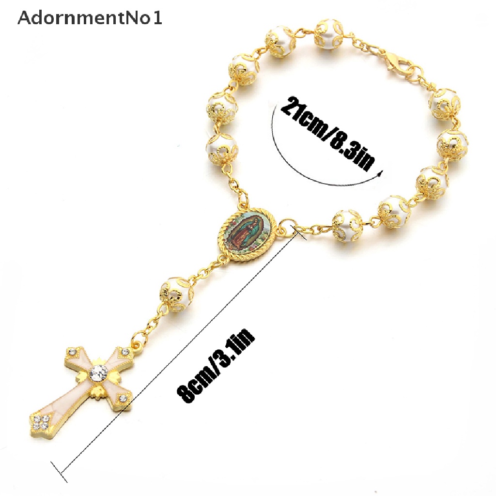 (AdornmentNo1) Gelang Tangan Manik-Manik Motif Yesus Warna Emas Untuk Wanita / Hadiah