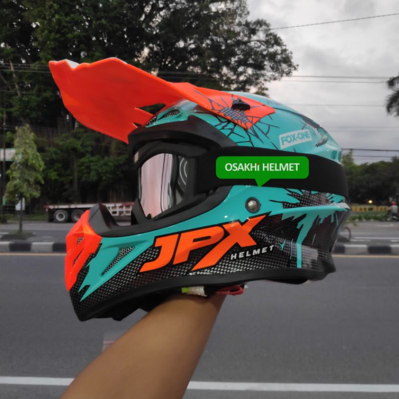 JPX Cross Fox-One X34 Green Tosca Gloss Helm JPX Fox1 Toko Helm Klaten