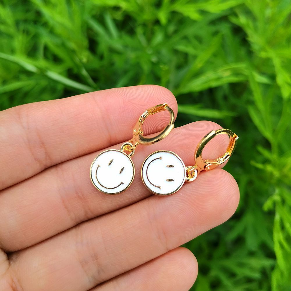 Anting Tusuk Gantung Desain smiley face Warna Warni Untuk Wanita